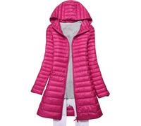 Chukamalilayi Veste en duvet légère pour femme - Doudoune longue et compressible avec capuche - Imperméable - Compressible - Plume en duvet, rose rouge, XL
