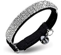 CHUKCHI Collier en velours doux réglable pour chat avec strass et clochettes