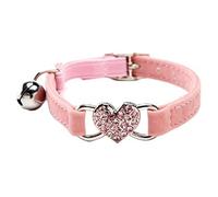 Chukchi - Collier pour chat en velours avec pendentif en forme de cœur avec cristaux et cloche, 20,3 à 28 cm