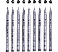 CHUKCHI Lot de 9 stylos à encre noire à pointe fine et étanche pour croquis, manga, bande dessinée, illustration d'artiste, dessin technique, bullet journal