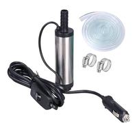 CHUKCHI Pompe submersible 12 V CC, pompe à eau électrique de 38 mm pour eau, huile, diesel et carburant, prise allume-cigare, filtre amovible, tuyau en PVC transparent de 3 m avec colliers de serrage