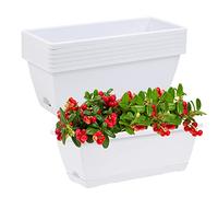 CHUKEMAOYI Lot de 7 jardinières rectangulaires en Plastique de 43,2 cm avec soucoupes pour intérieur et extérieur, Jardin, terrasse, décoration d'intérieur