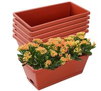 CHUKEMAOYI Lot de 7 Pots de Fleurs rectangulaires en Plastique avec soucoupes pour intérieur et extérieur, Jardin, terrasse, décoration d'intérieur - 43,2 cm