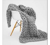 Chuky Kit Blaket 120x180cm, Kitted Warm Kittig Throw, Soft Cheille Ter Yar, Machie Lavable, Cosy for Cuddlig I Lit, Canapé, Chaise, Tapis pour Animaux De Compagnie, C, 80x80cm