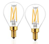 CHULEIBACUI Lot de 2 ampoules LED candélabre G16.5, culot E12, intensité variable, équivalent à 40 W (4 W), blanc chaud 2700 K, 320 lm, CRI85+, verre transparent vintage, 3,7-5 V CC/AC - Idéal pour