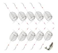 Chum Rig Basket 10 pièces 7 5 Pouces en Acier Inoxydable Support d'appât pour Poisson-Chat pièges à appâts antirouille Suspendus pour la pêche Cage de piège à Poisson réutilisable pour Crabe homar