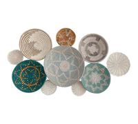ChumDecor Lot de 10 paniers en osier avec boucles en jonc de mer Fait main | Plaques tissées à la main avec boucles attachées pour que chaque pièce soit accrochée directement sur un clou dans n'importe