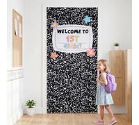 Chumia Couverture de porte pour carnet de notes « Welcome First Day of School » - Toile de fond pour salle de classe - Panneau de porche à suspendre pour la rentrée scolaire, les enseignants, les