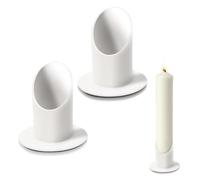 Chumix 2 Pièces Bougeoir Bougie de Communion, 4 cm Chandelier de Communion en Métal Blanc, Bougeoir de Baptême avec Base Ronde, pour Baptême, Communion, Mariage (Blanc)