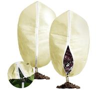 Chumix 2pcs Voile Hivernage Plante Exterieur, Respirable 70 g/m², Voile d Hivernage pour Plantes Exterieur Fermeture Éclair et Cordon de Serrage, Beige80x120cm