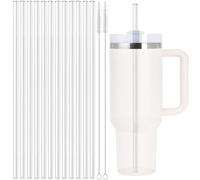 Chumix Lot de 12 Paille Stanley Cup, Pailles de 30,5 cm de Long avec Stanley Cup 30 oz/40 oz, 12 Transparentes Pailles Réutilisables et 2 Brosse de Nettoyage Pour un Nettoyage Facile