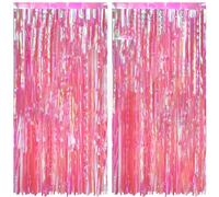 Chumix Lot De 2 Rideau Anniversaire Iridescent pour Fêtes - 1x2m Rideau Paillette Anniversaire, Réutilisable, Facile à Installer, Rideaux Frange pour Anniversaire, Mariage, Noël