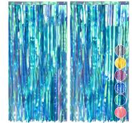 Chumix Lot De 2 Rideau Anniversaire Iridescent pour Fêtes - 1x2m Rideau Paillette Anniversaire, Réutilisable, Facile à Installer, Rideaux Frange pour Anniversaire, Mariage, Noël