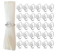 Chumix Lot de 30 Ronds de Serviette Argent, Rond de Serviette de Table Motif Feuille - Décoration de Table Élégante pour Noël, Mariages, Dîners, Saint-Valentin, Pâques et Réunions Familiales