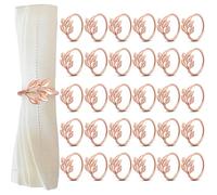 Chumix Lot de 30 Ronds de Serviette Dorés Rose, Rond de Serviette de Table Motif Feuille - Décoration de Table Élégante pour Noël, Mariages, Dîners, Saint-Valentin, Pâques et Réunions Familiales