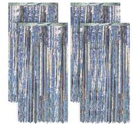 Chumix Lot De 4 Rideau Anniversaire Argent pour Fêtes - 1x2m Rideau Paillette Anniversaire, Réutilisable, Facile à Installer, Rideaux Frange pour Anniversaire, Mariage, Noël