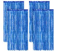 Chumix Lot De 4 Rideau Anniversaire Bleu pour Fêtes - 1x2m Rideau Paillette Anniversaire, Réutilisable, Facile à Installer, Rideaux Frange pour Anniversaire, Mariage, Noël