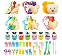 Chumix Lot de 40 Emporte Piece pour Enfants, Moules à Légumes en Acier Inoxydable, pour Préparer Sandwichs, Fruits et Biscuits, avec Poignées Confortables, Picots à Nourriture et Fourchettes à Fruits