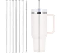Chumix Lot de 6 Paille Stanley Cup 30 oz/40 oz, Pailles de 30,5 cm de Long | 6 Transparentes Pailles Réutilisables et 1 Brosse de Nettoyage Pour un Nettoyage Facile