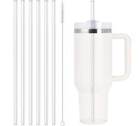 Chumix Lot de 6 Paille Stanley Cup, Pailles de 30,5 cm de Long avec Stanley Cup 30 oz/40 oz, 6 Transparentes Pailles Réutilisables et 1 Brosse de Nettoyage Pour un Nettoyage Facile
