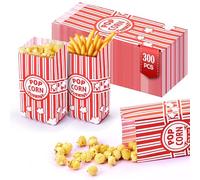 Chumix Sachet Pop Corn, Lot de 300 Sacs Collation Anti-Graisse avec Rayures Rouges et Blanches, 9 x 21 cm Boite Pop Corn pour Cinéma Maison, Anniversaires, Fêtes (Popcorn, Frites, Bonbons) (300 PCS)
