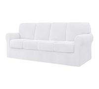 CHUN YI Lot de 9 Housses de canapé Extensibles 4 Places avec Quatre Coussins et dossiers séparés en Tissu Jacquard élasthanne pour Protection de Meubles de Salon (4 Places, Blanc)