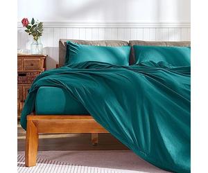 CHUN YI Parure de lit Unie avec Housse de Couette King Size, 100% Microfibre lavée avec Fermeture éclair et 8 Attaches de Coin, Housse de Couette Respirante et Ultra Douce avec taies d'oreiller (Vert