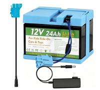 CHUNCAIL Batterie au lithium 12 V 24 Ah pour véhicules Peg Perego pour enfants avec chargeur et câble adaptateur