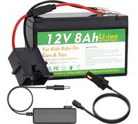 CHUNCAIL Batterie au lithium 12 V 8 Ah pour enfants avec chargeur et câble adaptateur de rechange pour Peg Perego