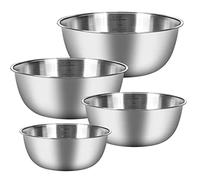 Chuner Lot de 4 Cul de Poule Inox, 4 Saladiers de tailles différentes (0.7 L, 1.2 L, 1.8 L, 2.5 L) Bol Inox Cuisine Bowl de Mélange, Empilables et Lavables au Lave-vaisselle