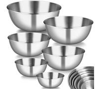 Chuner Lot de 6 saladiers en acier inoxydable, 6 tailles de bols de 0,7 L à 4,5 L, saladiers passant au lave-vaisselle, bols à snacks et bols