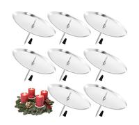 Chuner Lot de 8 bougeoirs en métal avec mandrin - Diamètre : 8 cm - Pour couronne de l'Avent DIY - Assiettes de l'Avent - Argenté