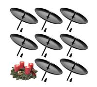 Chuner Lot de 8 bougeoirs en métal avec mandrin - Noir - Diamètre : 6 cm - Pour couronne de l'Avent DIY - Assiettes de l'Avent - Bougeoirs de l'Avent