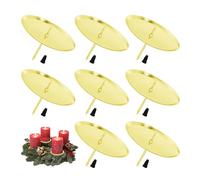 Chuner Lot de 8 bougeoirs en métal pour couronne de l'Avent - 6 cm - Pour décoration de couronne de l'Avent - Assiettes de l'Avent - Doré