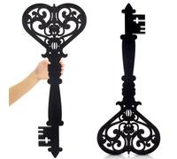 Chunful Lot de 2 grandes clés décoratives murales en forme de squelette vintage en bois antique pour chambre à coucher (noir, 60 x 26 cm)
