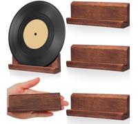 Chunful Lot de 3 étagères murales en bois de chêne pour disques vinyles - Étagère de rangement pour CD, CD, livre - Décoration d'intérieur vintage (marron)