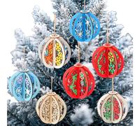 Chunful Lot de 36 décorations de sapin de Noël 3D en bois creux à suspendre - Flocon de neige vierge - Découpes en bois brut pour la peinture de Noël - Décoration d'intérieur