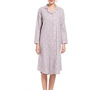 CHUNG Chemise de nuit longue en flanelle de coton brossé pour femme, Cœur gris., L