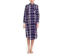 CHUNG Chemise de nuit longue en flanelle de coton brossé pour femme, Plaid violet 21, XL