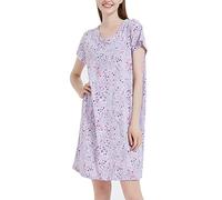 CHUNG Chemise de Nuit pour Femme à Manches Courtes - Chemise de Nuit Douce à Motif Mignon - Vêtement de Nuit d'été - Taille 40-48, Babysbreath, 2XL