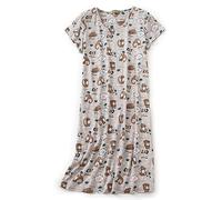 CHUNG Chemise de Nuit pour Femme à Manches Courtes - Chemise de Nuit Douce à Motif Mignon - Vêtement de Nuit d'été - Taille 40-48, Coffee Cat, L