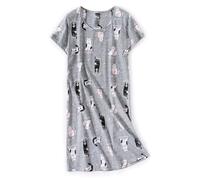 CHUNG Chemise de Nuit pour Femme à Manches Courtes - Chemise de Nuit Douce à Motif Mignon - Vêtement de Nuit d'été - Taille 40-48, Chat Douillet, S
