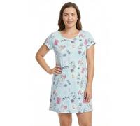 CHUNG Chemise de Nuit pour Femme à Manches Courtes - Chemise de Nuit Douce à Motif Mignon - Vêtement de Nuit d'été - Taille 40-48, Chat Bleu Clair, L