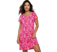CHUNG Nuisette à Manches Courtes au-Dessus du Genou en Coton Doux pour Femme - Imprimé Floral, Rosedream, XL