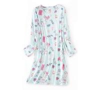 CHUNG Nuisette au-dessus du genou à manches longues et col rond en coton pour femme, Love Cat, S