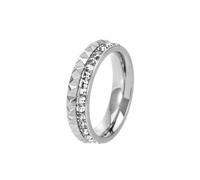 ChungLong0593 Bague éternité en acier inoxydable avec bord pyramidal CZ pour homme et femme, bague de mariage carrée en oxyde de zirconium, Métal, Pas de pierre précieuse