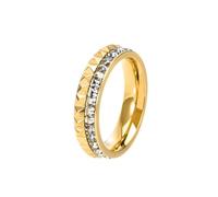 ChungLong0593 Bague éternité en acier inoxydable avec bord pyramidal CZ pour homme et femme, bague de mariage carrée en oxyde de zirconium, Métal, Pas de pierre précieuse