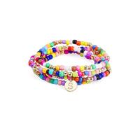 ChungLong0593 Bracelet de perles coloré multi-couches pour femme avec pendentif initiale A à Z, fil élastique empilable, bijou personnalisé pour un usage quotidien et cadeaux, Moyen, Zinc, Pas de