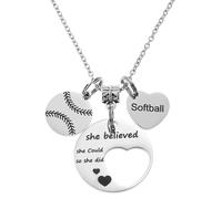 ChungLong0593 Collier avec pendentif sportif pour femme - She Believed She Could So She Did - Bijoux inspirants avec breloques de volleyball/basketball/football/softball, cadeau de motivation pour les