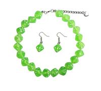 ChungLong0593 Y2K Ensemble collier et boucles d'oreilles en forme de dés rétro inspirés du jeu avec motifs de dés colorés, ensemble de bijoux pour femme, One Size, Acrylique, Pas de gemme